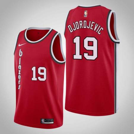 Red Classic Aleksandar Djordjevic Twill Basketball Jersey -Trail Blazers #19 Djordjevic Twill Jerseys, FREE SHIPPING