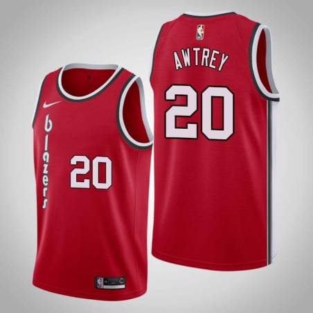 Red Classic Dennis Awtrey Twill Basketball Jersey -Trail Blazers #20 Awtrey Twill Jerseys, FREE SHIPPING