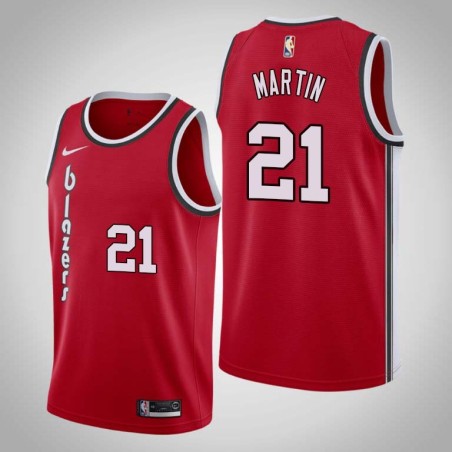 Red Classic Brian Martin Twill Basketball Jersey -Trail Blazers #21 Martin Twill Jerseys, FREE SHIPPING