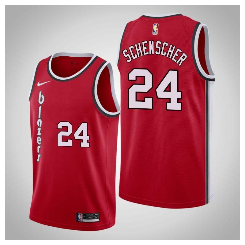 Red Classic Luke Schenscher Twill Basketball Jersey -Trail Blazers #24 Schenscher Twill Jerseys, FREE SHIPPING