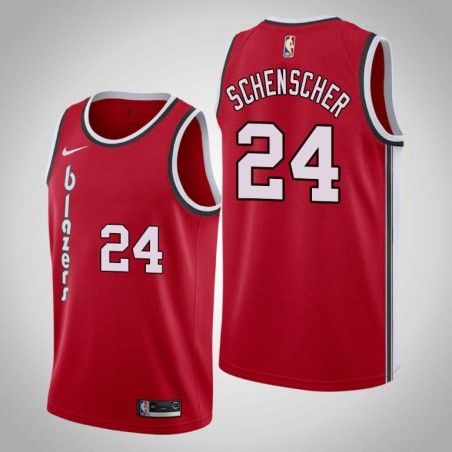 Red Classic Luke Schenscher Twill Basketball Jersey -Trail Blazers #24 Schenscher Twill Jerseys, FREE SHIPPING