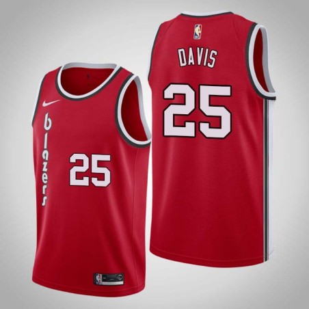 Red Classic Bob Davis Twill Basketball Jersey -Trail Blazers #25 Davis Twill Jerseys, FREE SHIPPING