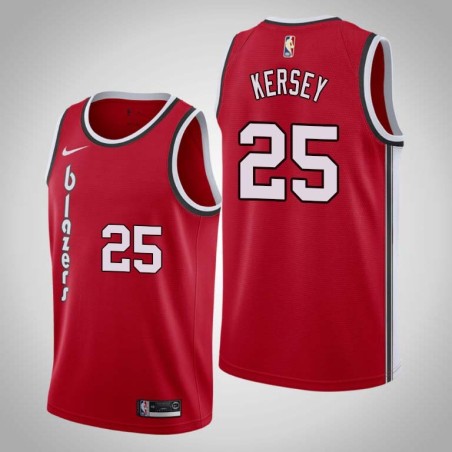 Red Classic Jerome Kersey Twill Basketball Jersey -Trail Blazers #25 Kersey Twill Jerseys, FREE SHIPPING