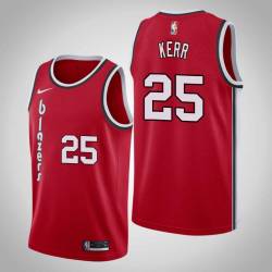 Red Classic Steve Kerr Twill Basketball Jersey -Trail Blazers #25 Kerr Twill Jerseys, FREE SHIPPING