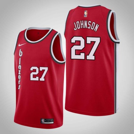 Red Classic John Johnson Twill Basketball Jersey -Trail Blazers #27 Johnson Twill Jerseys, FREE SHIPPING