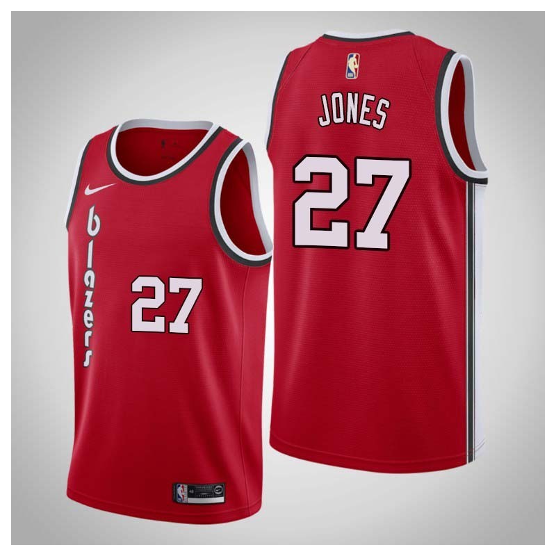 Red Classic Caldwell Jones Twill Basketball Jersey -Trail Blazers #27 Jones Twill Jerseys, FREE SHIPPING
