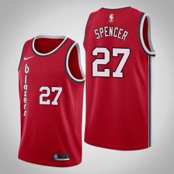 Red Classic Elmore Spencer Twill Basketball Jersey -Trail Blazers #27 Spencer Twill Jerseys, FREE SHIPPING