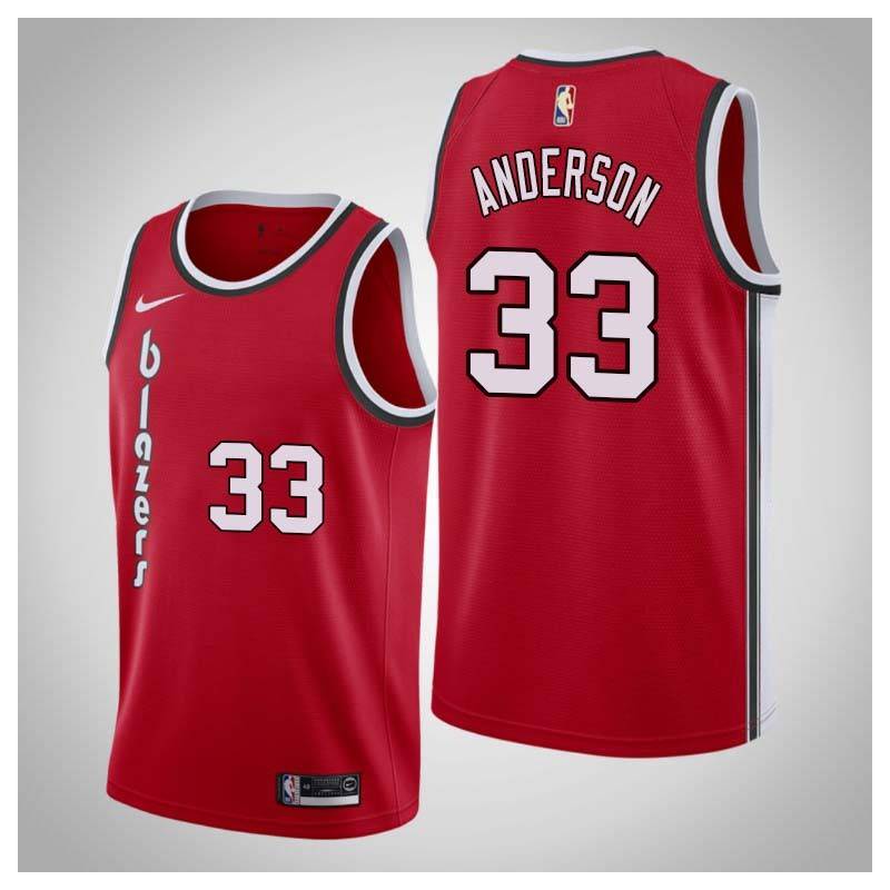 Red Classic Dan Anderson Twill Basketball Jersey -Trail Blazers #33 Anderson Twill Jerseys, FREE SHIPPING