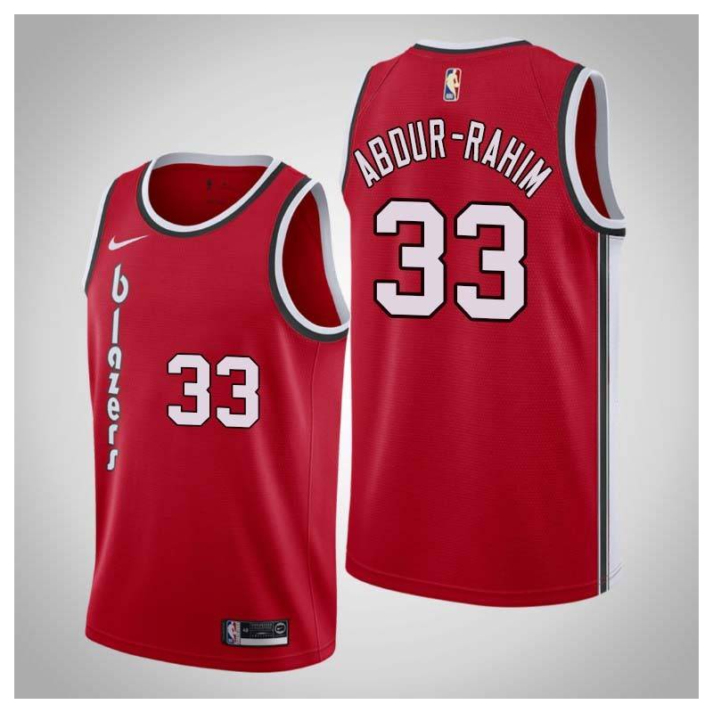 Red Classic Shareef Abdur-Rahim Twill Basketball Jersey -Trail Blazers #33 Abdur-Rahim Twill Jerseys, FREE SHIPPING