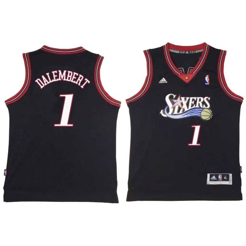 Black Throwback Samuel Dalembert Twill Basketball Jersey -76ers #1 Dalembert Twill Jerseys, FREE SHIPPING