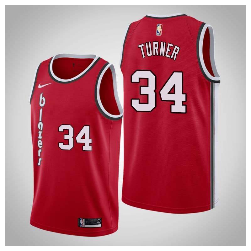 Red Classic Bill Turner Twill Basketball Jersey -Trail Blazers #34 Turner Twill Jerseys, FREE SHIPPING