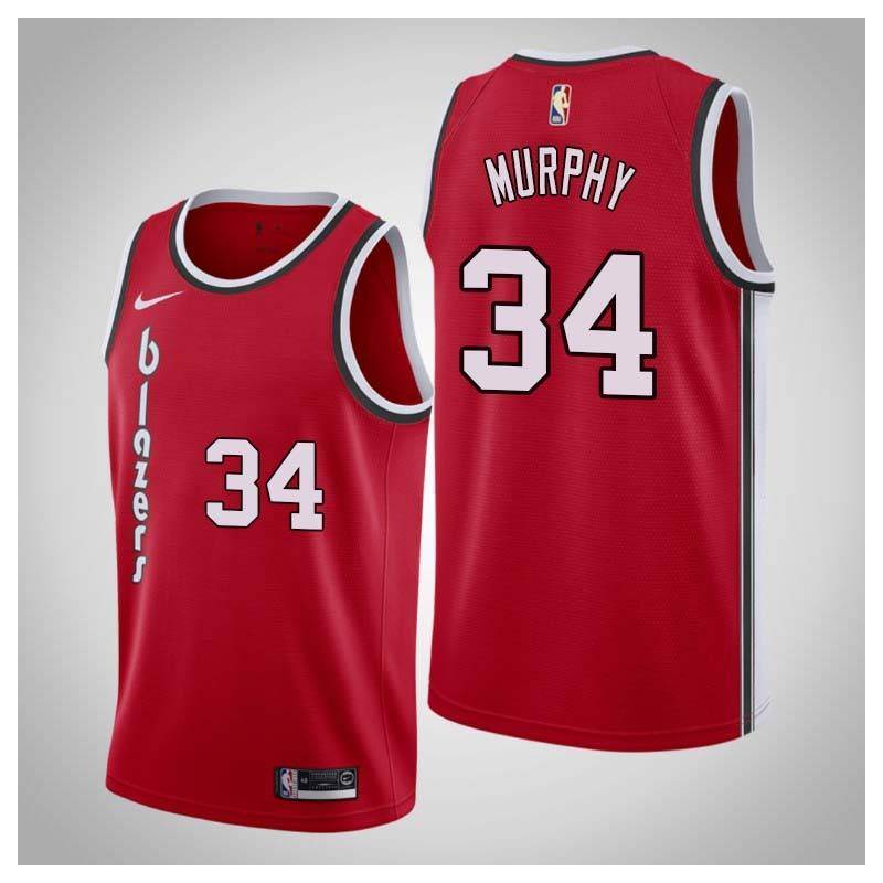 Red Classic Ronnie Murphy Twill Basketball Jersey -Trail Blazers #34 Murphy Twill Jerseys, FREE SHIPPING