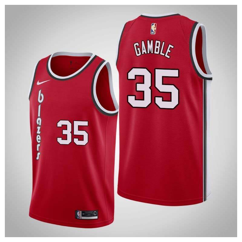 Red Classic Kevin Gamble Twill Basketball Jersey -Trail Blazers #35 Gamble Twill Jerseys, FREE SHIPPING