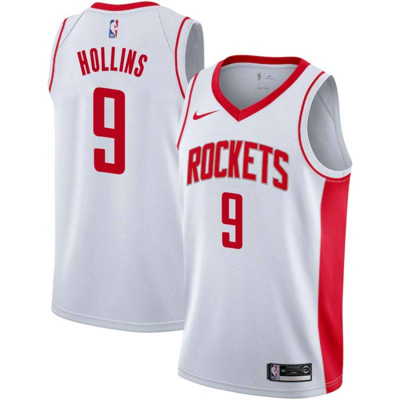 White Lionel Hollins Twill Basketball Jersey -Rockets #9 Hollins Twill Jerseys, FREE SHIPPING