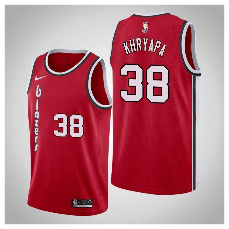 Red Classic Viktor Khryapa Twill Basketball Jersey -Trail Blazers #38 Khryapa Twill Jerseys, FREE SHIPPING