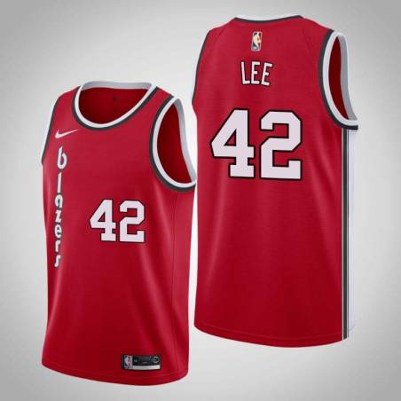 Red Classic Greg Lee Twill Basketball Jersey -Trail Blazers #42 Lee Twill Jerseys, FREE SHIPPING