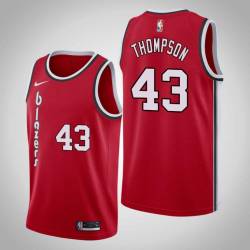 Red Classic Mychal Thompson Twill Basketball Jersey -Trail Blazers #43 Thompson Twill Jerseys, FREE SHIPPING