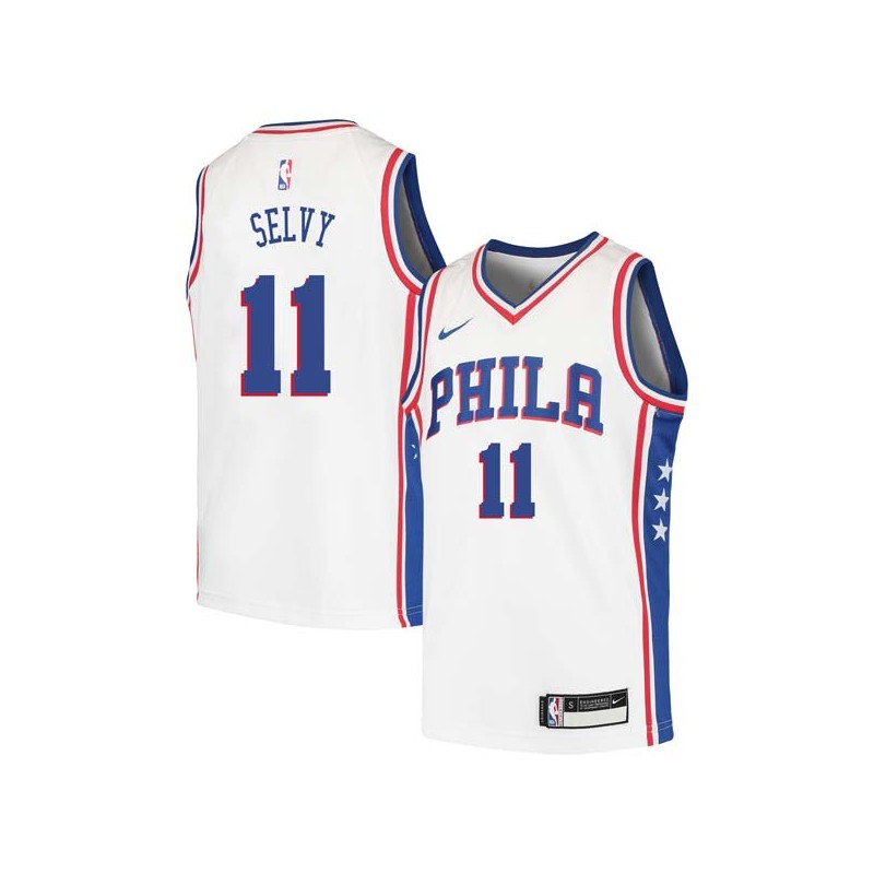 White Frank Selvy Twill Basketball Jersey -76ers #11 Selvy Twill Jerseys, FREE SHIPPING