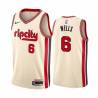 2019-20City Bonzi Wells Twill Basketball Jersey -Trail Blazers #6 Wells Twill Jerseys, FREE SHIPPING