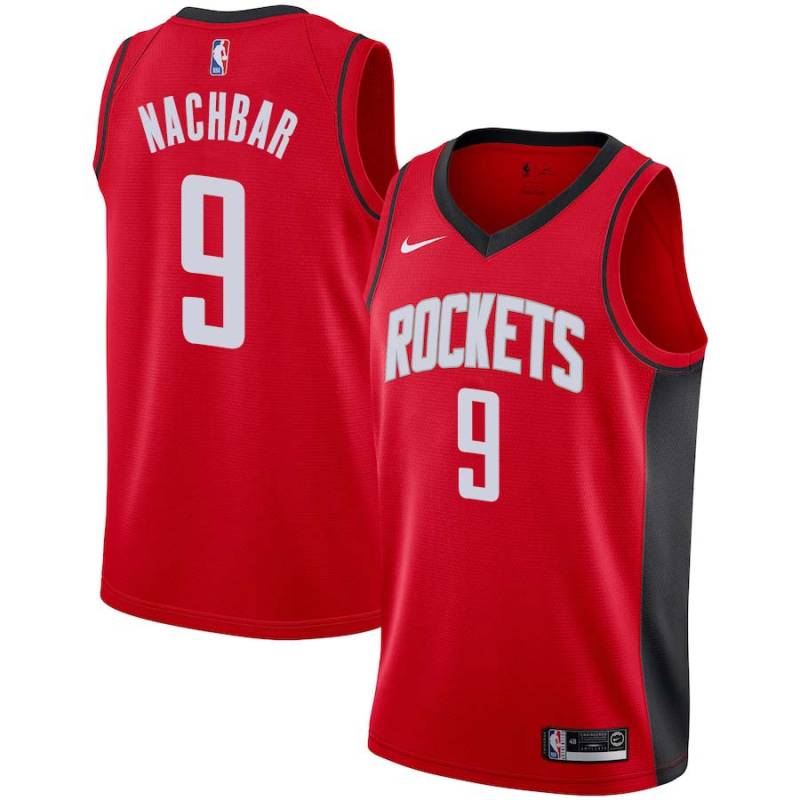 Red Bostjan Nachbar Twill Basketball Jersey -Rockets #9 Nachbar Twill Jerseys, FREE SHIPPING