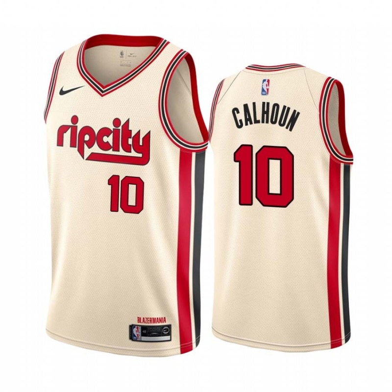 2019-20City Corky Calhoun Twill Basketball Jersey -Trail Blazers #10 Calhoun Twill Jerseys, FREE SHIPPING