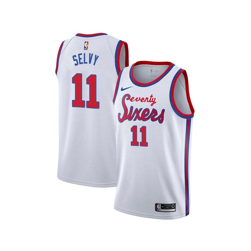 White Classic Frank Selvy Twill Basketball Jersey -76ers #11 Selvy Twill Jerseys, FREE SHIPPING