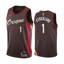 2020-21City Rod Strickland Twill Basketball Jersey -Trail Blazers #1 Strickland Twill Jerseys, FREE SHIPPING