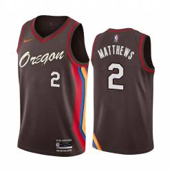 2020-21City Wesley Matthews Twill Basketball Jersey -Trail Blazers #2 Matthews Twill Jerseys, FREE SHIPPING