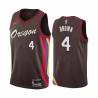 2020-21City Marcus Brown Twill Basketball Jersey -Trail Blazers #4 Brown Twill Jerseys, FREE SHIPPING