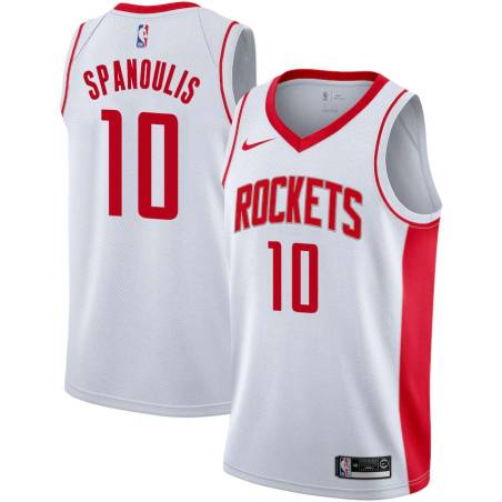 White Vassilis Spanoulis Twill Basketball Jersey -Rockets #10 Spanoulis Twill Jerseys, FREE SHIPPING