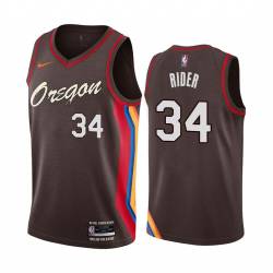 2020-21City Isaiah Rider Twill Basketball Jersey -Trail Blazers #34 Rider Twill Jerseys, FREE SHIPPING