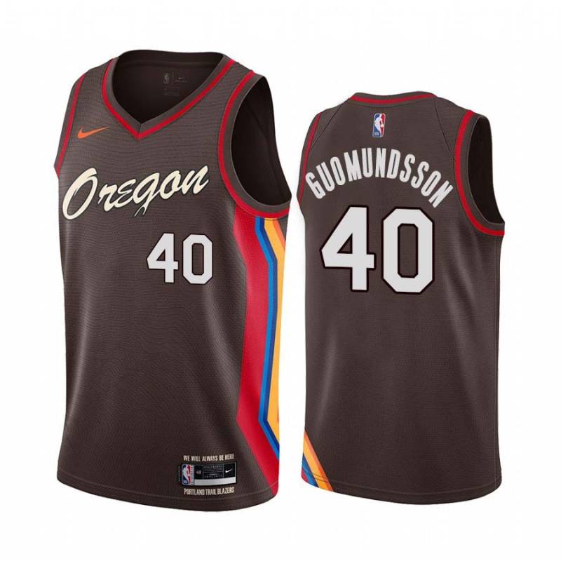 2020-21City Petur Gudmundsson Twill Basketball Jersey -Trail Blazers #40 Gudmundsson Twill Jerseys, FREE SHIPPING