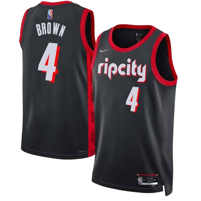 2021-22City Marcus Brown Twill Basketball Jersey -Trail Blazers #4 Brown Twill Jerseys, FREE SHIPPING