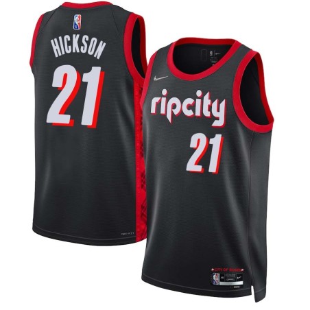 2021-22City J.J. Hickson Twill Basketball Jersey -Trail Blazers #21 Hickson Twill Jerseys, FREE SHIPPING