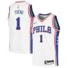 White Nick Young Twill Basketball Jersey -76ers #1 Young Twill Jerseys, FREE SHIPPING