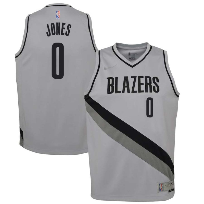 Gray_Earned Fred Jones Twill Basketball Jersey -Trail Blazers #0 Jones Twill Jerseys, FREE SHIPPING