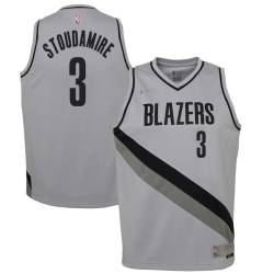 Gray_Earned Damon Stoudamire Twill Basketball Jersey -Trail Blazers #3 Stoudamire Twill Jerseys, FREE SHIPPING