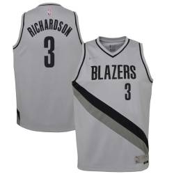 Gray_Earned Jeremy Richardson Twill Basketball Jersey -Trail Blazers #3 Richardson Twill Jerseys, FREE SHIPPING