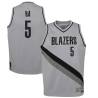 Gray_Earned Ha Seung-Jin Twill Basketball Jersey -Trail Blazers #5 ha Twill Jerseys, FREE SHIPPING