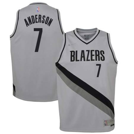 Gray_Earned Kenny Anderson Twill Basketball Jersey -Trail Blazers #7 Anderson Twill Jerseys, FREE SHIPPING