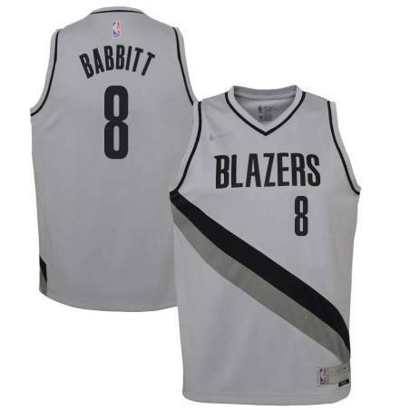 Gray_Earned Luke Babbitt Twill Basketball Jersey -Trail Blazers #8 Babbitt Twill Jerseys, FREE SHIPPING