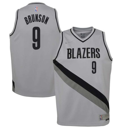 Gray_Earned Rick Brunson Twill Basketball Jersey -Trail Blazers #9 Brunson Twill Jerseys, FREE SHIPPING