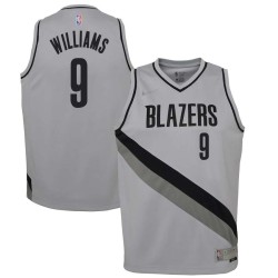 Gray_Earned Elliot Williams Twill Basketball Jersey -Trail Blazers #9 Williams Twill Jerseys, FREE SHIPPING