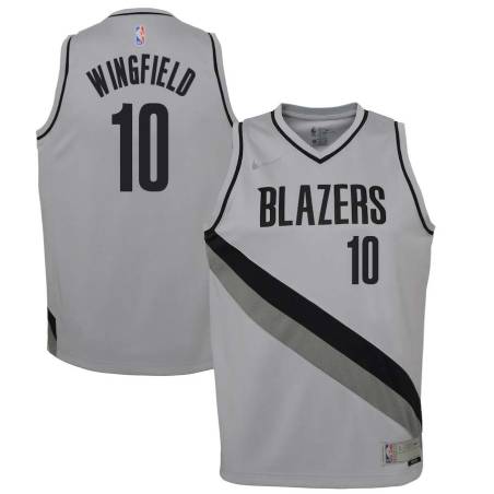 Gray_Earned Dontonio Wingfield Twill Basketball Jersey -Trail Blazers #10 Wingfield Twill Jerseys, FREE SHIPPING