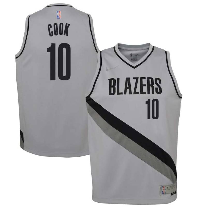 Gray_Earned Omar Cook Twill Basketball Jersey -Trail Blazers #10 Cook Twill Jerseys, FREE SHIPPING