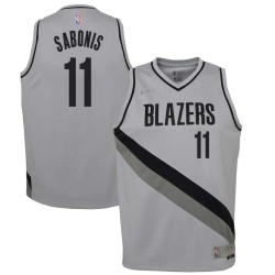 Gray_Earned Arvydas Sabonis Twill Basketball Jersey -Trail Blazers #11 Sabonis Twill Jerseys, FREE SHIPPING