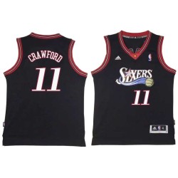 Black Throwback Freddie Crawford Twill Basketball Jersey -76ers #11 Crawford Twill Jerseys, FREE SHIPPING