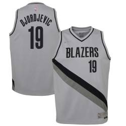 Gray_Earned Aleksandar Djordjevic Twill Basketball Jersey -Trail Blazers #19 Djordjevic Twill Jerseys, FREE SHIPPING