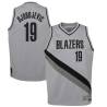 Gray_Earned Aleksandar Djordjevic Twill Basketball Jersey -Trail Blazers #19 Djordjevic Twill Jerseys, FREE SHIPPING