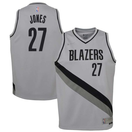 Gray_Earned Caldwell Jones Twill Basketball Jersey -Trail Blazers #27 Jones Twill Jerseys, FREE SHIPPING